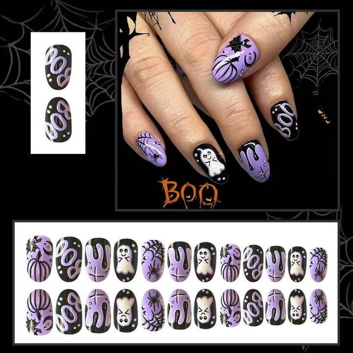 Halloween Artificial Nail Set with Spooky Designs Bowlift