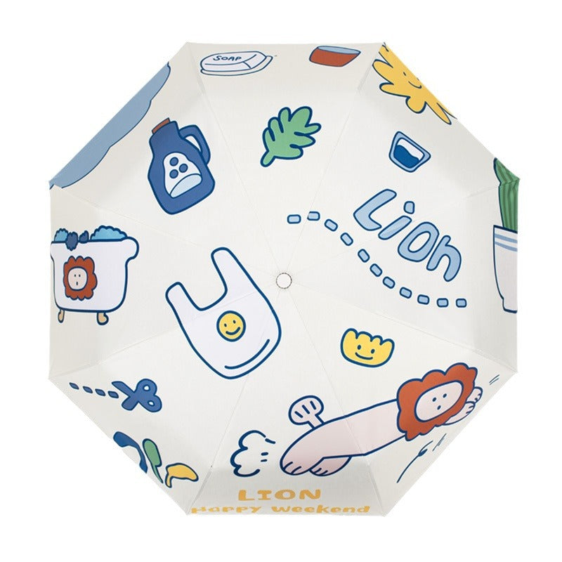 Ladies foldable umbrella with cute cat design Bowlift