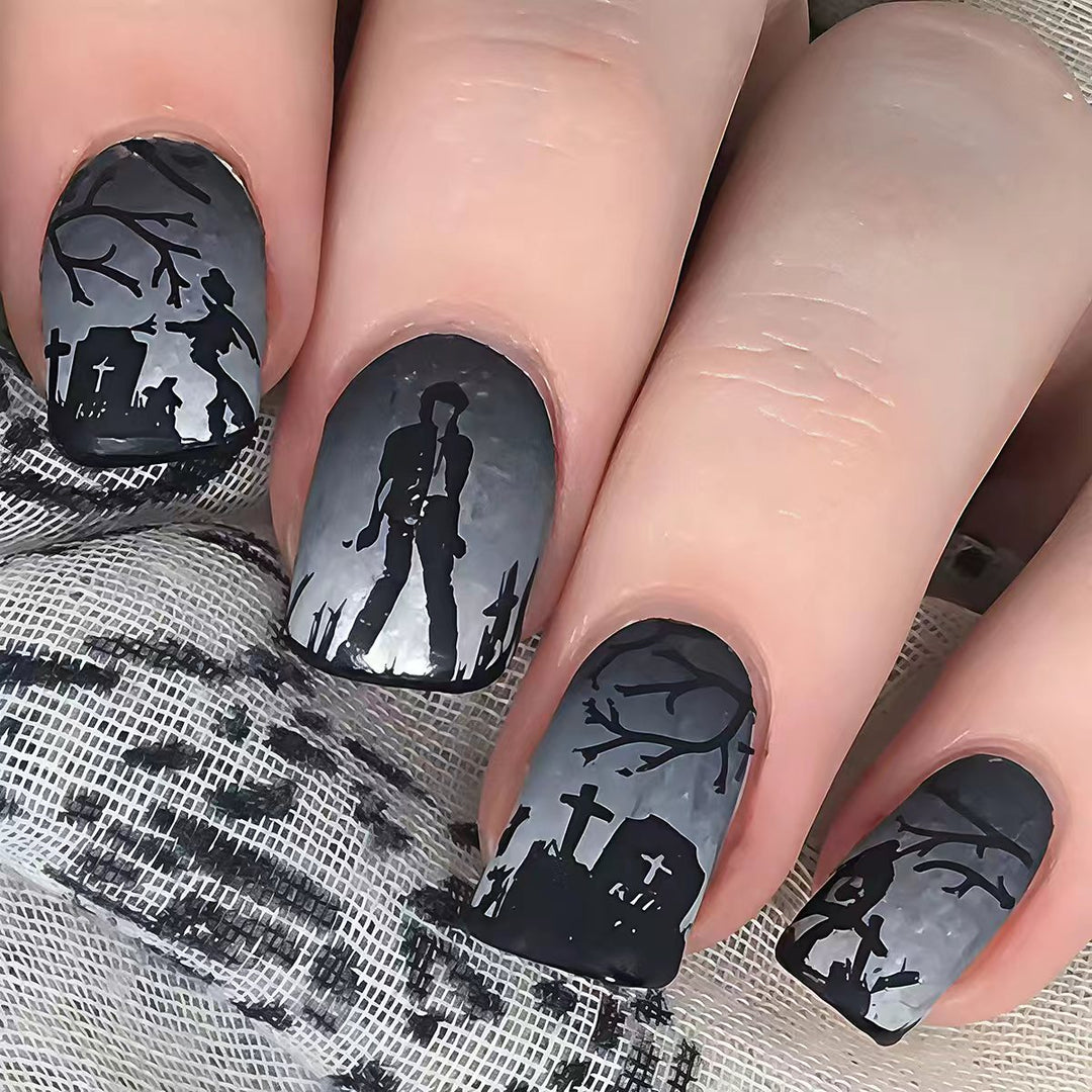 Creative Nail Art in Spooky Gravestone Design Bowlift