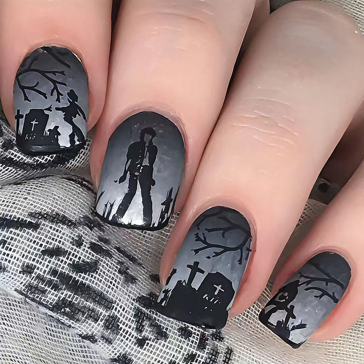 Creative Nail Art in Spooky Gravestone Design Bowlift
