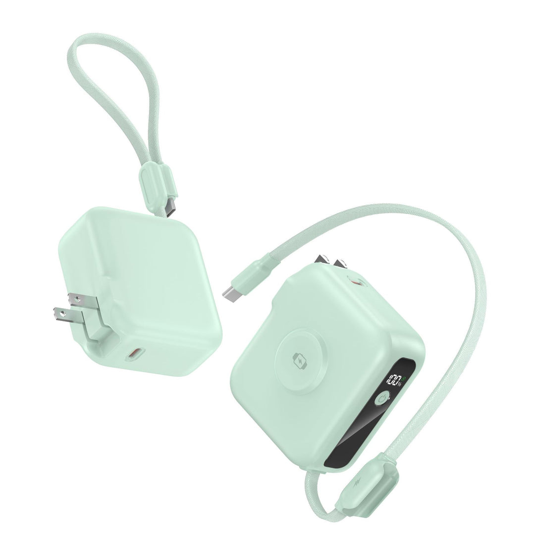 Portable Power Bank Charger with Foldable Plug and USB Type C Cable Bowlift