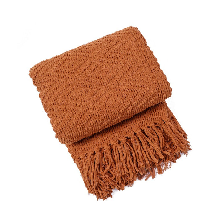 Cozy Textured Fringe Throw
