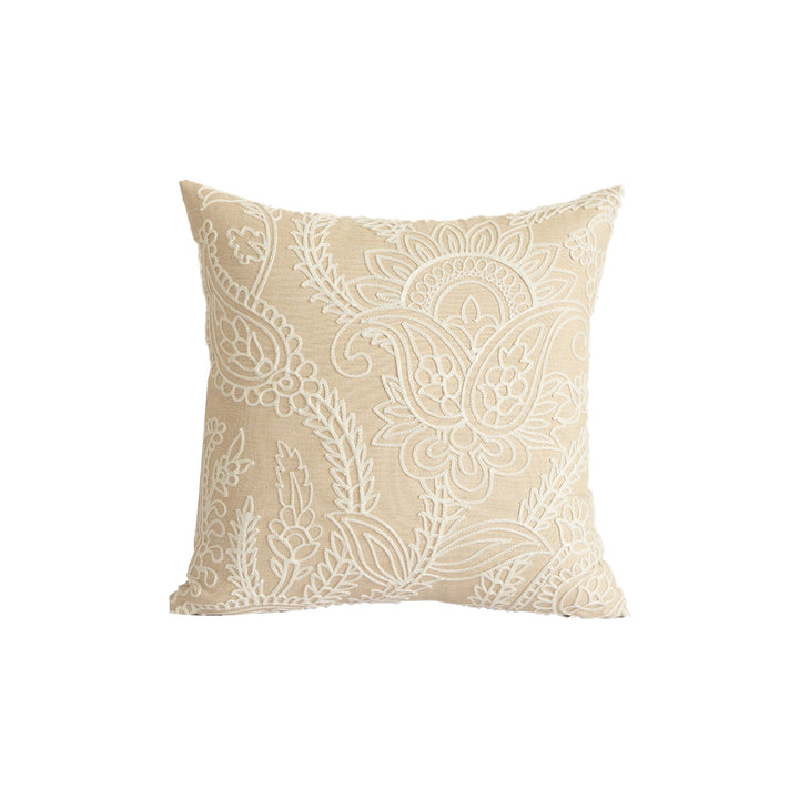 Embroidered decorative cushion cover with paisley relief texture