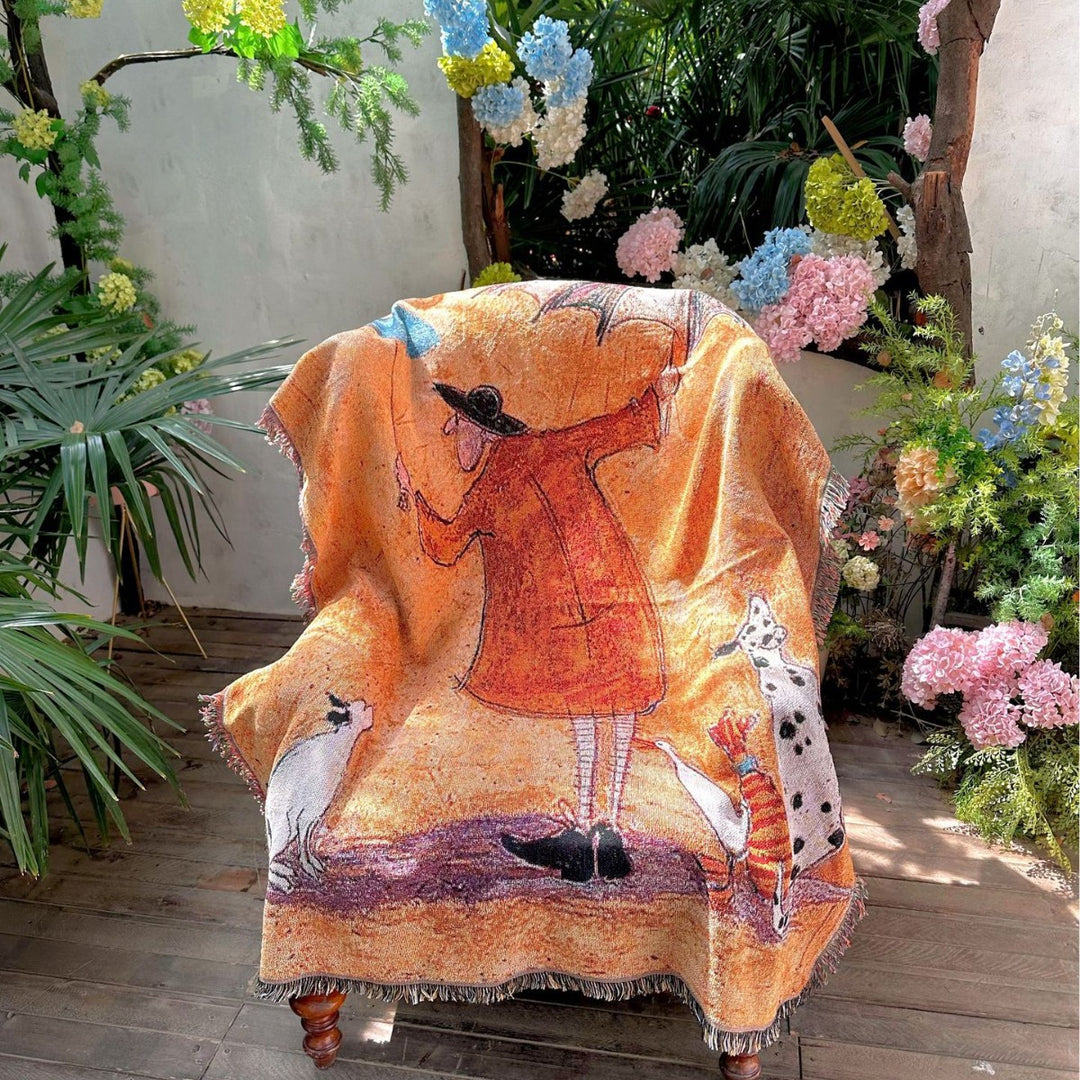 Artistic Zodiac-Themed Woven Blanket