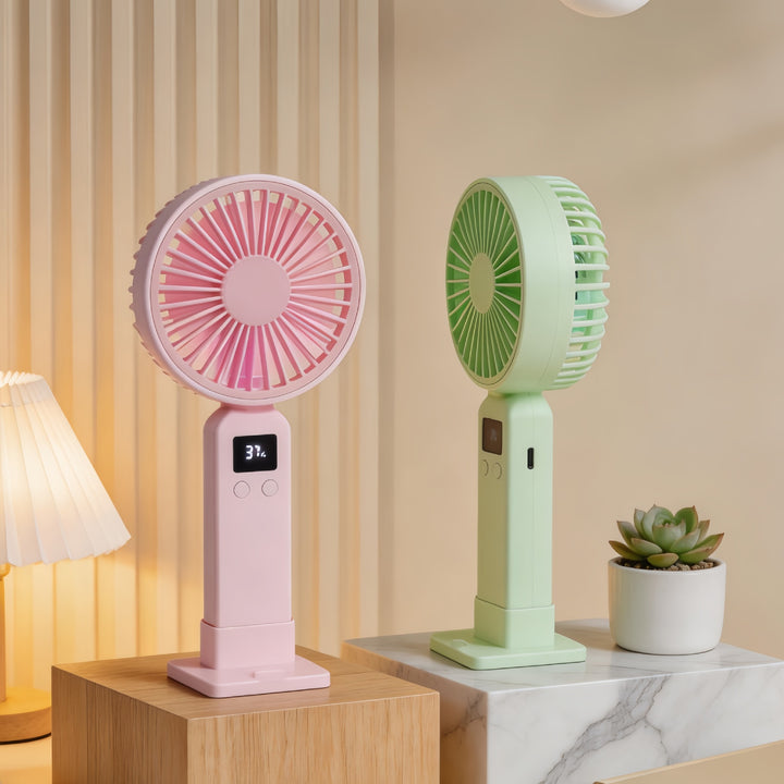 Women's Portable USB Fan with LED Display and Ergonomic Design Bowlift
