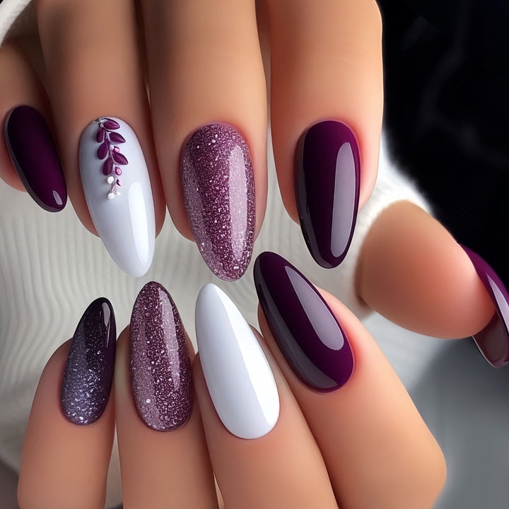 Floral Art Acrylic Nail Set Bowlift