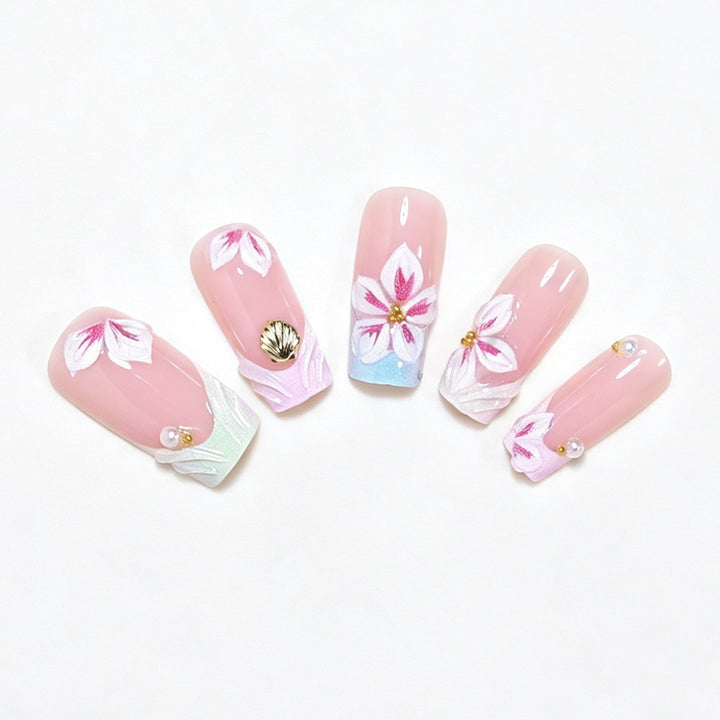 3D Floral Design Press-On Nail Art Bowlift