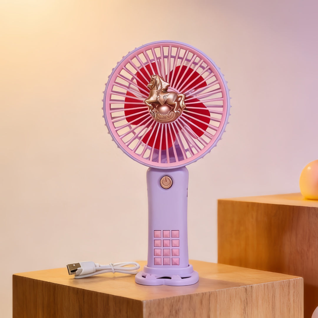 Ladies portable hand fan with creative horse design Bowlift
