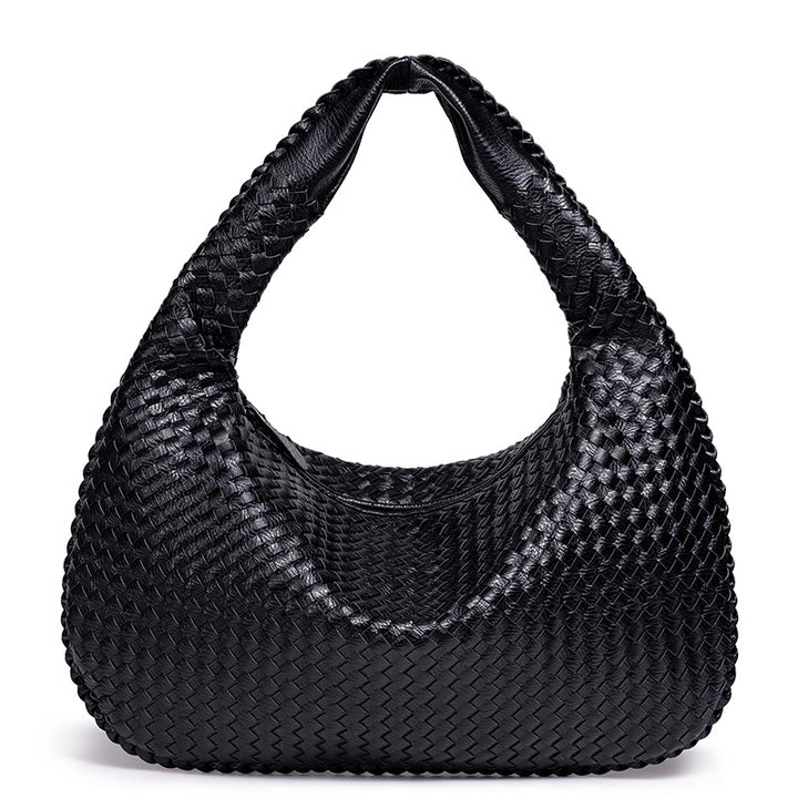 Handcrafted Woven Leather Hobo Bag Bowlift