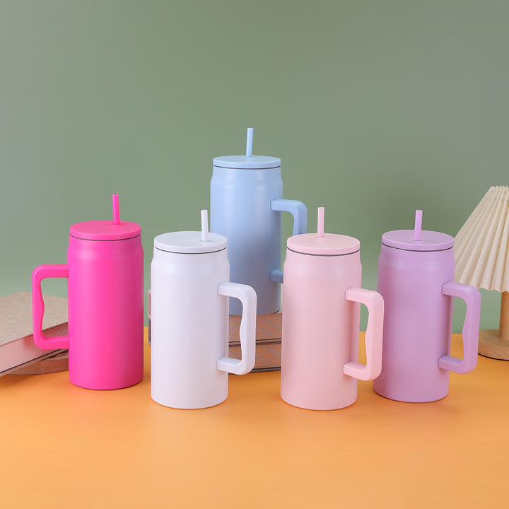 Ladies thermal mug with lid and straw Bowlift