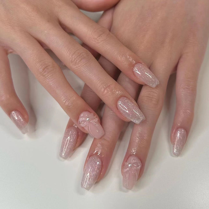 Artistic acrylic nails with glittering ombre design Bowlift