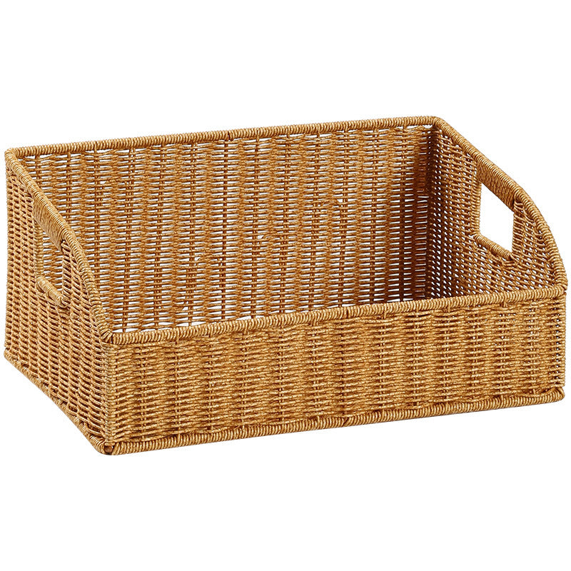 Woven Storage Organizer Basket with Cutout Handles Bowlift
