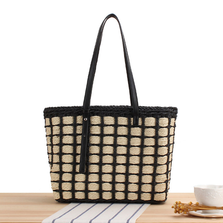 Hand-knotted tote bag made of natural material with elegant leather handles Bowlift