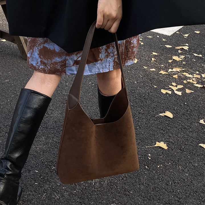 Suede Hobo Handbag Bowlift