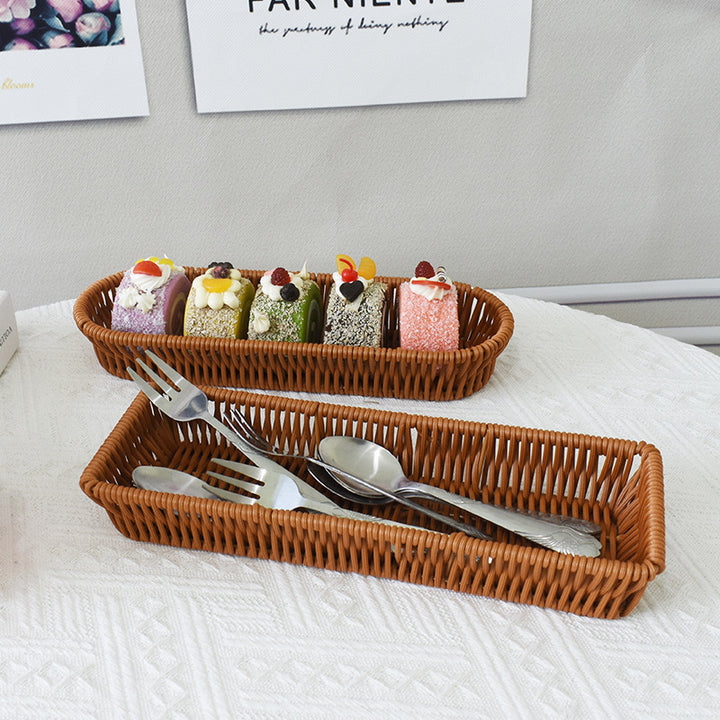 Stylish Woven Rectangular Serving Tray Bowlift