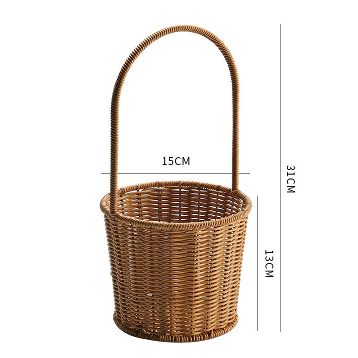 Decorative Woven Storage Basket with Mushroom Emblem Bowlift