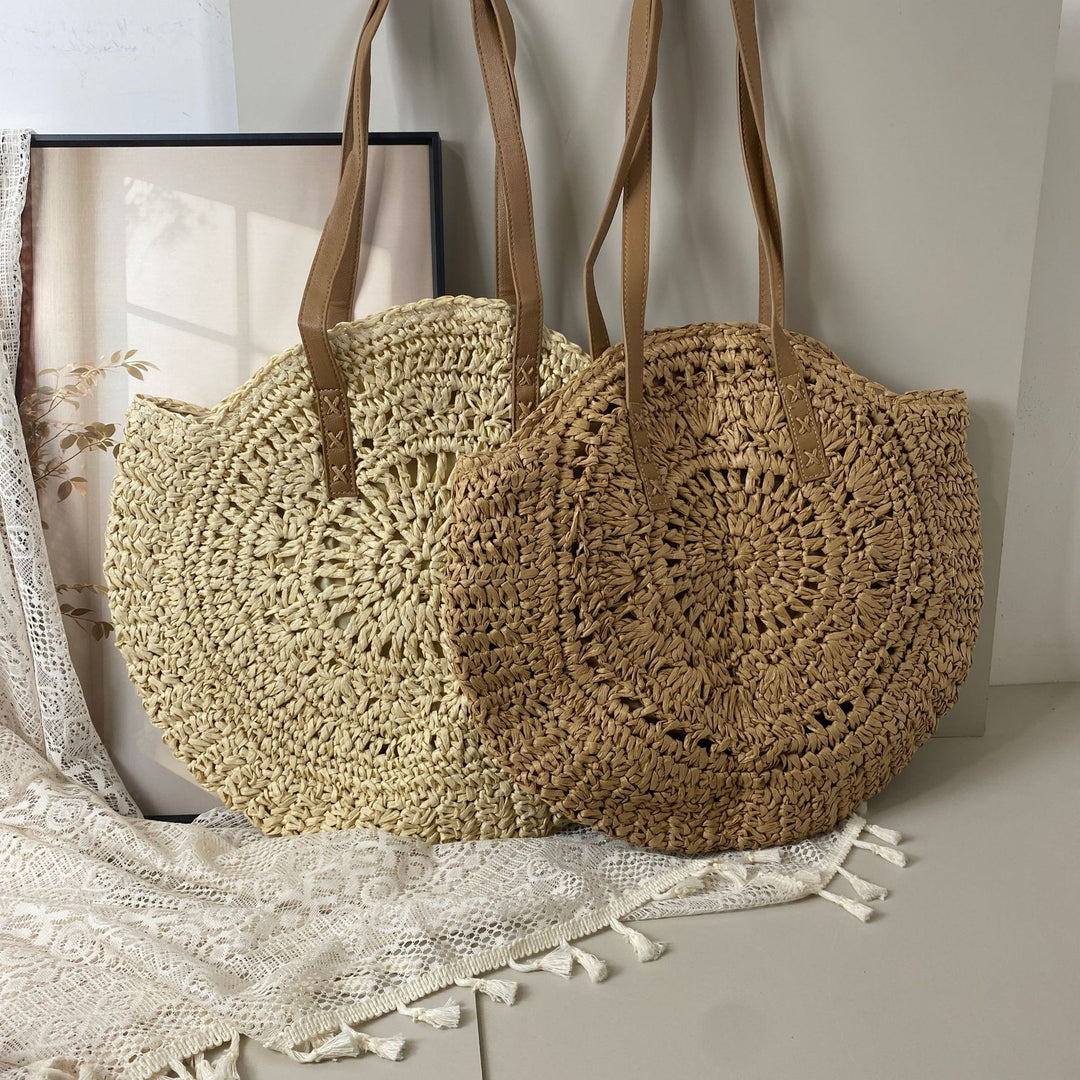 Handcrafted basket bag with unique circular pattern Bowlift