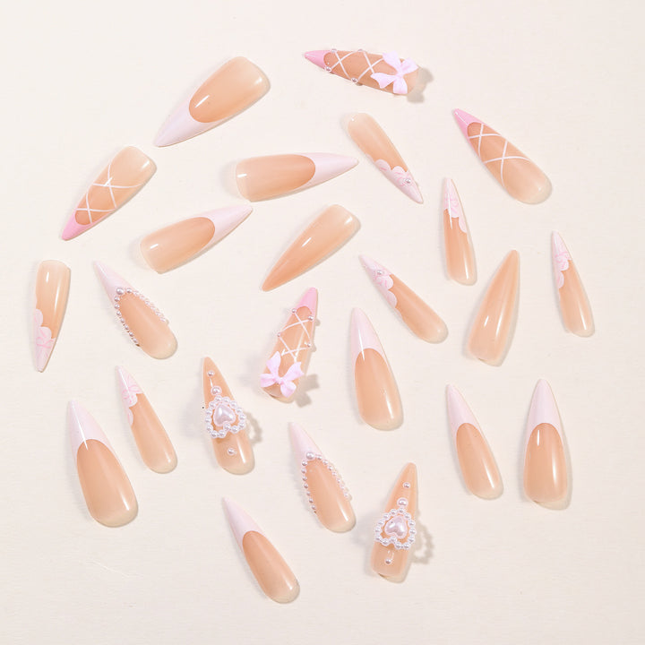 Decorative Acrylic Stiletto Nail Art Extensions Bowlift