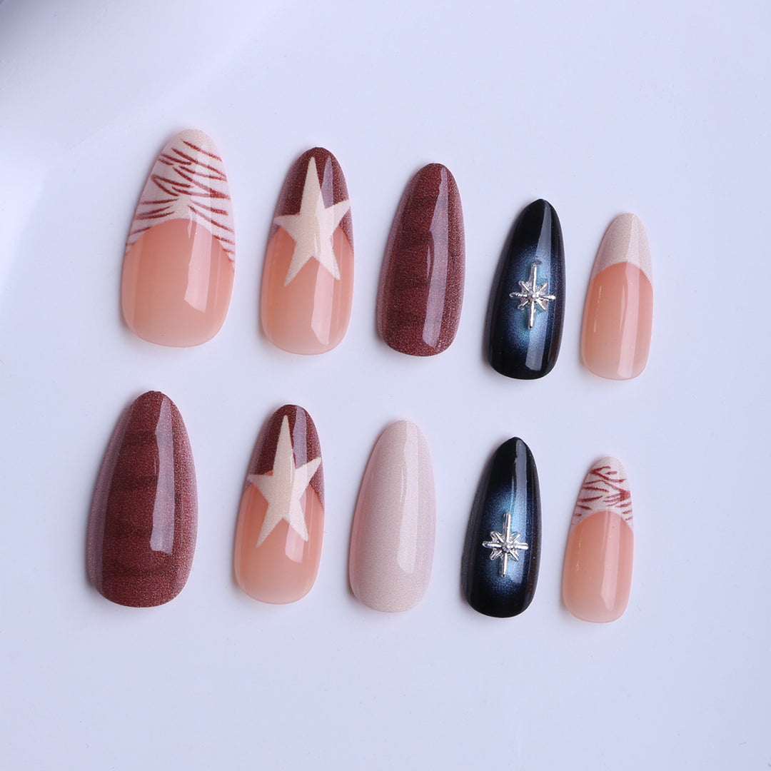 Artificial nails in modern stiletto style Bowlift