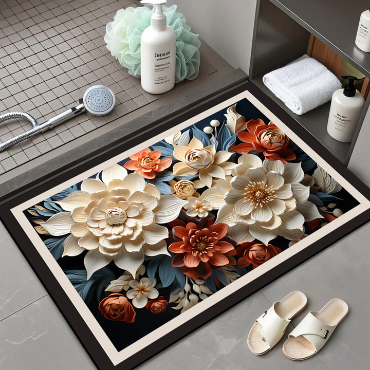 Floral Patterned Comfort Bath Mat Bowlift