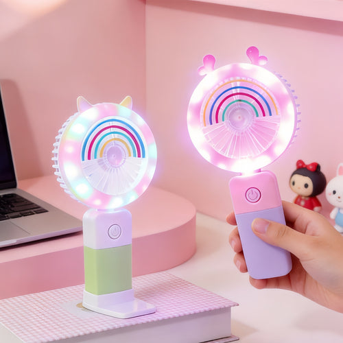 Women Portable Table Fan with Multifunctional LED Lights Bowlift