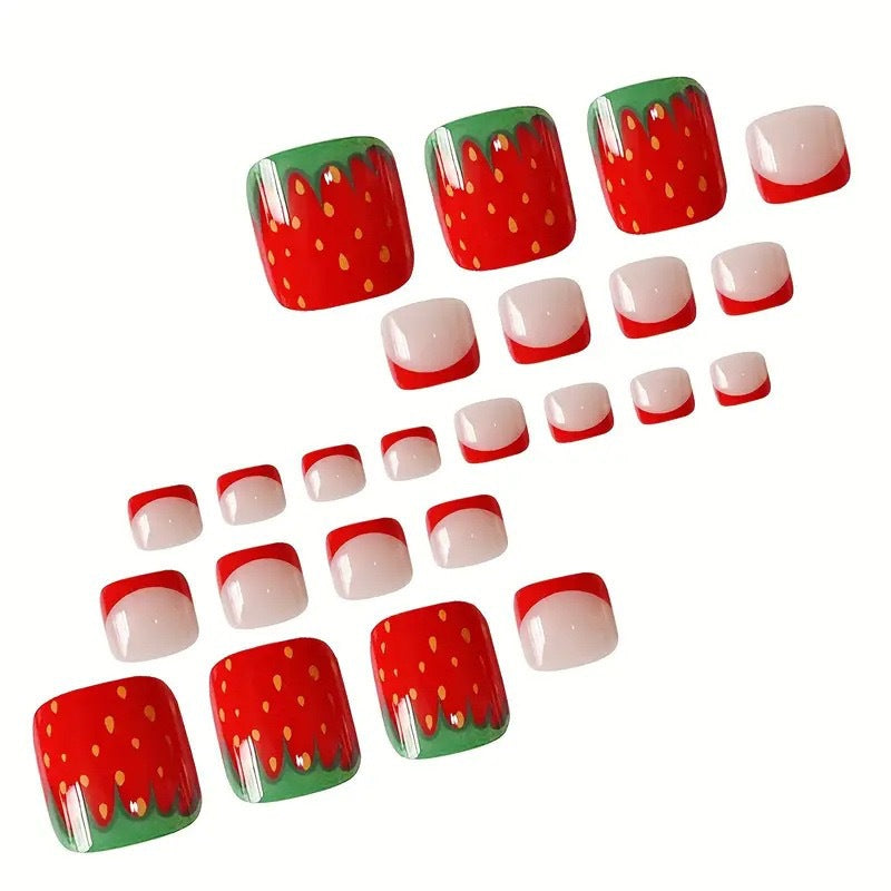 Artistic Strawberry-Themed Pedicure Bowlift