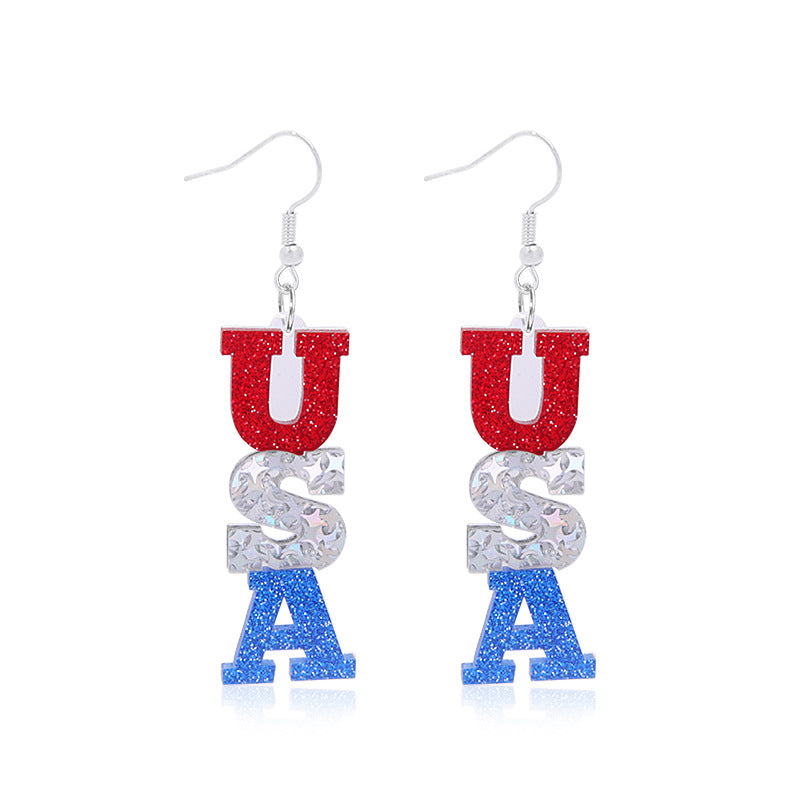 Women's lightweight star earrings with enamel flag design and fishhook Bowlift