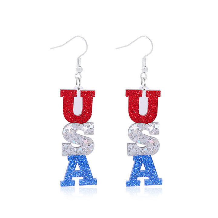 Women's lightweight star earrings with enamel flag design and fishhook Bowlift