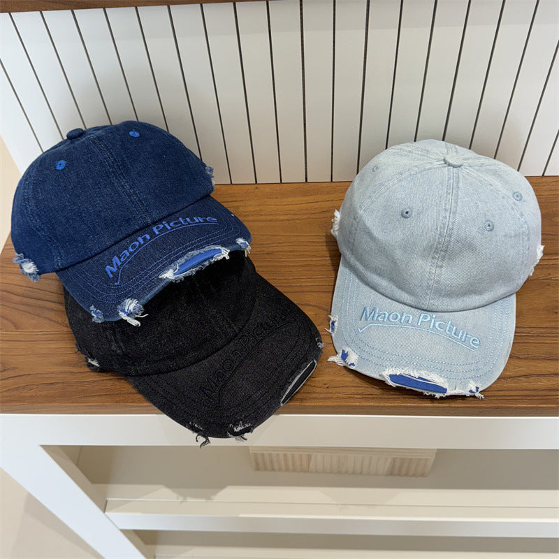 Women's Distressed Denim Baseball Cap Bowlift 1783922478