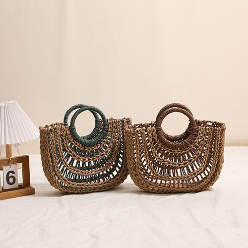 Handcrafted basket bag with stylish ring handle Bowlift