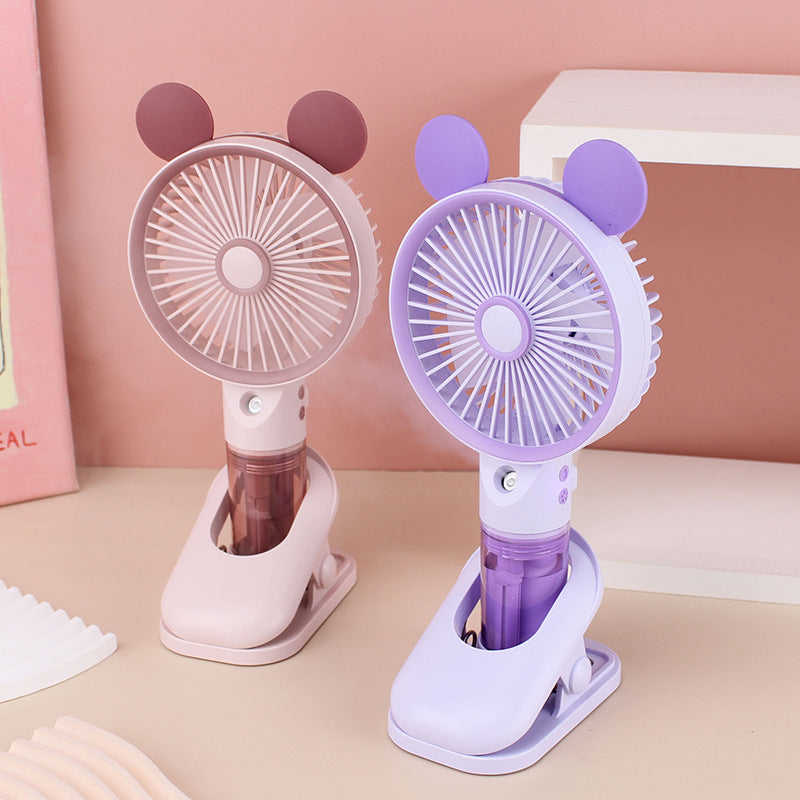 Women Portable Mini Fan with Spray Function Bowlift