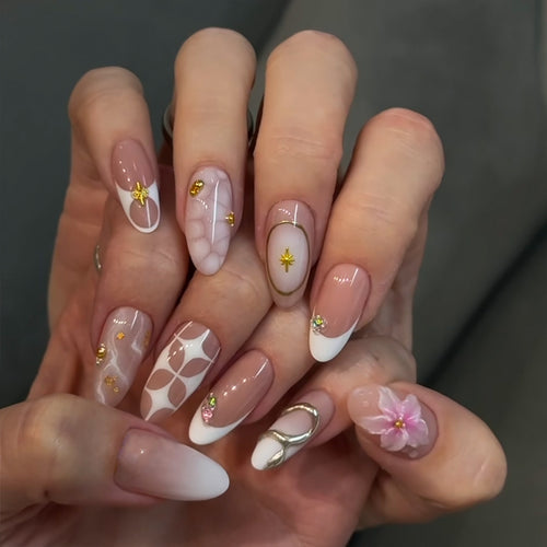 Artificial nails with luxurious 3D decorations and creative designs Bowlift