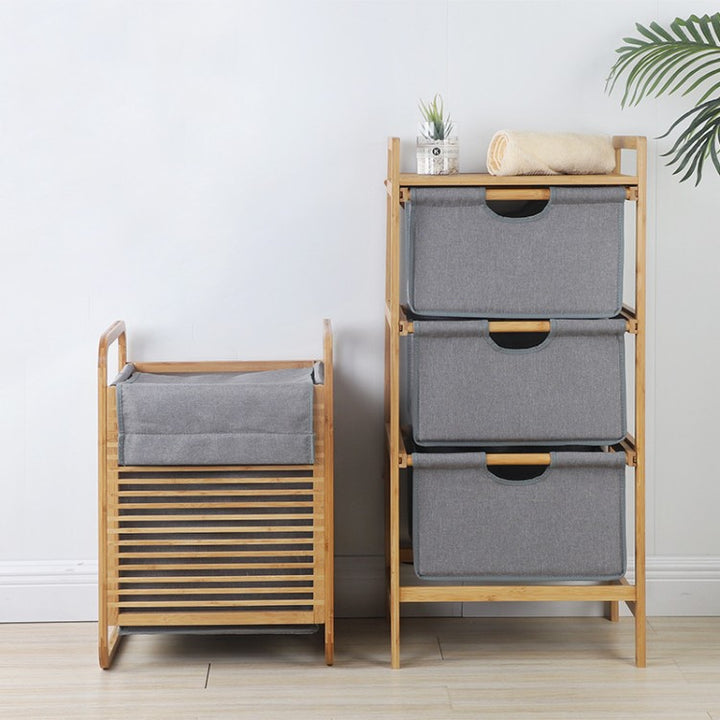 Laundry basket with bamboo frame and fabric insert Bowlift