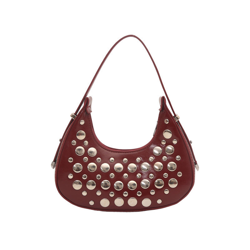 Studded Leather Hobo Bag Bowlift