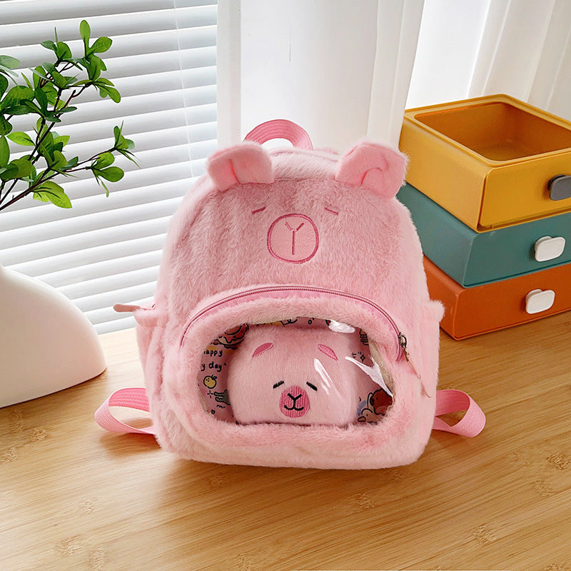 Plush Bear Design Mini Backpack