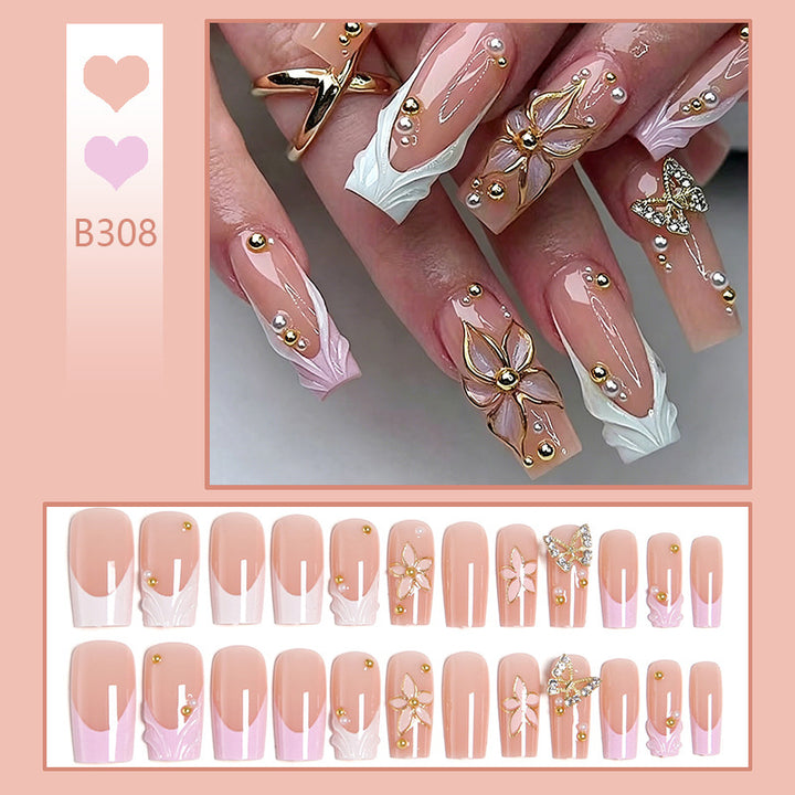 Artificial Nail Tips with Floral Accents Bowlift