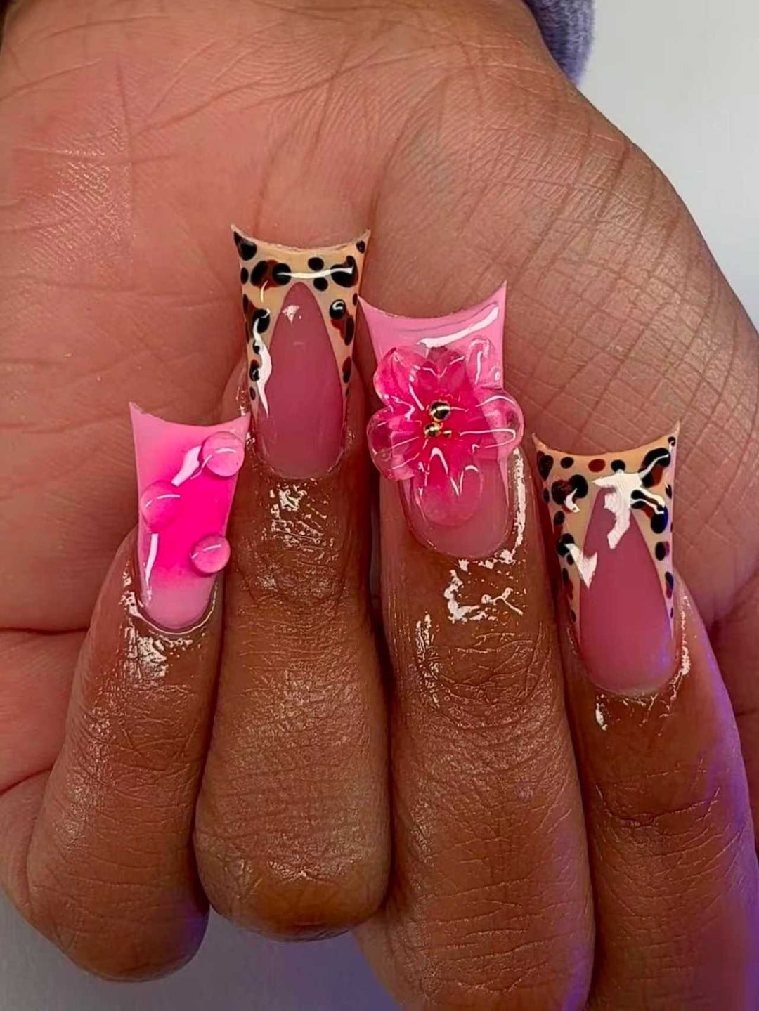 Artistic Floral Stiletto Nail Art Extensions Bowlift