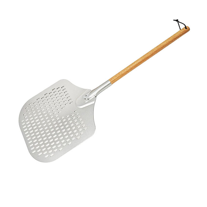long-handled perforated pizza peel set with wooden handle stainless steel cutter and triangle server Bowlift