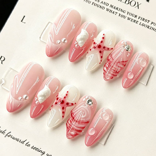 Artificial nails in maritime style with starfish motifs Bowlift
