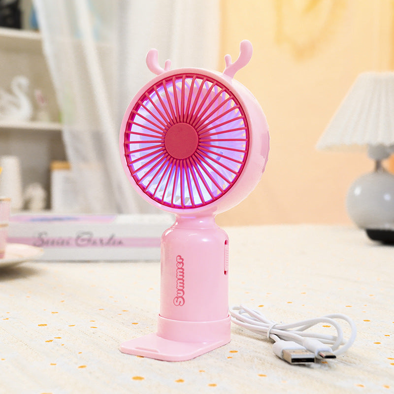Women's Portable Hand Fan with Cute Ears Bowlift