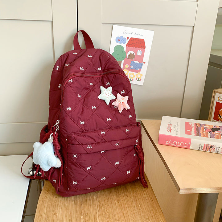 Quilted Playful Design Backpack Bowlift