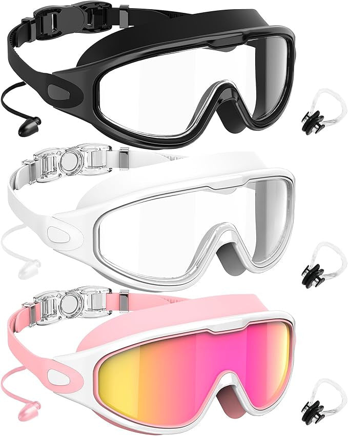 Diving mask with wide field of view and magnet holder Bowlift