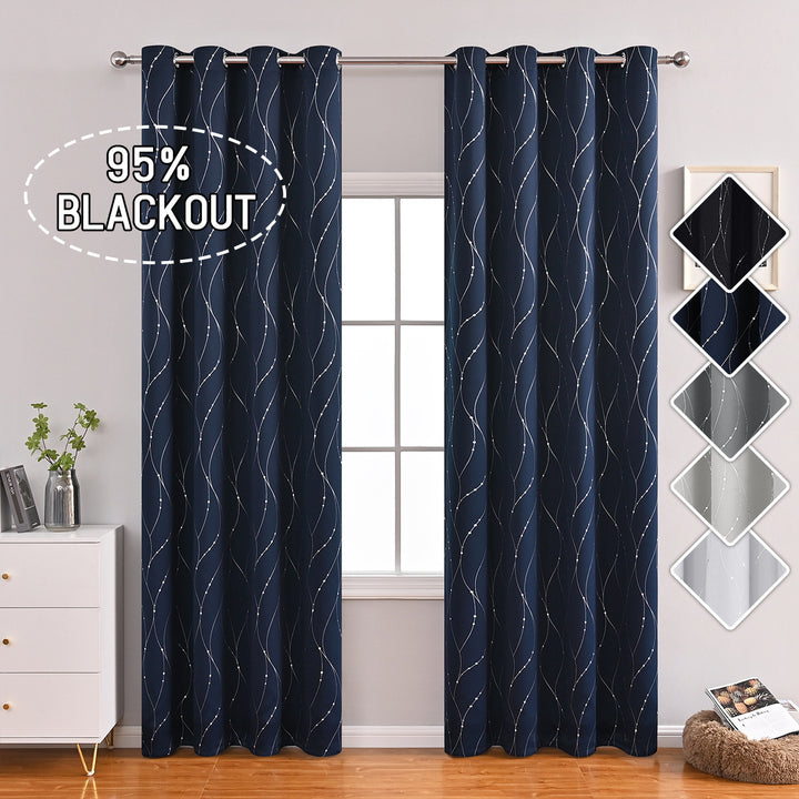 Blackout Wave Pattern Window Curtains