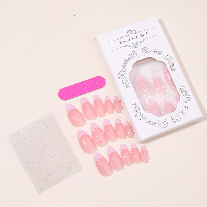 Premium False Nail Set with Elegant French Tip Design Bowlift