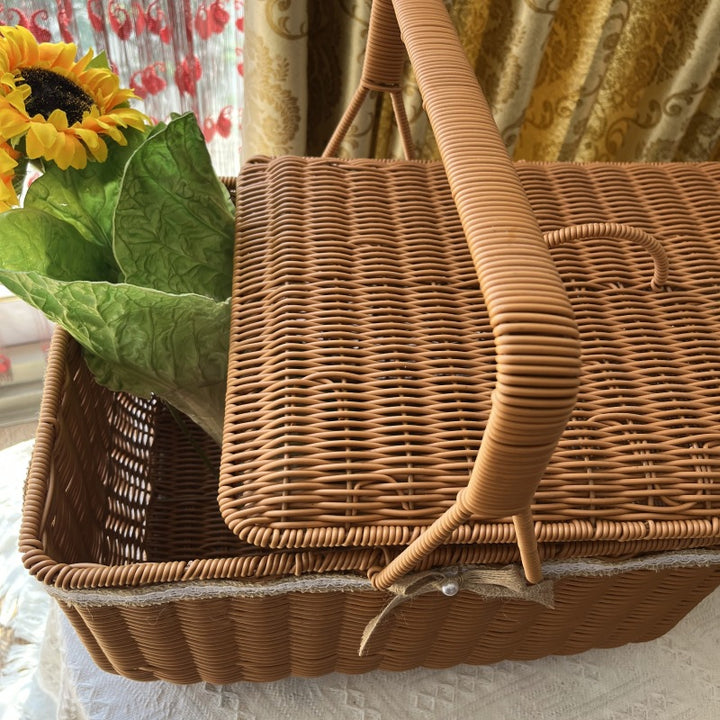 Elegant Woven Picnic Basket Bowlift