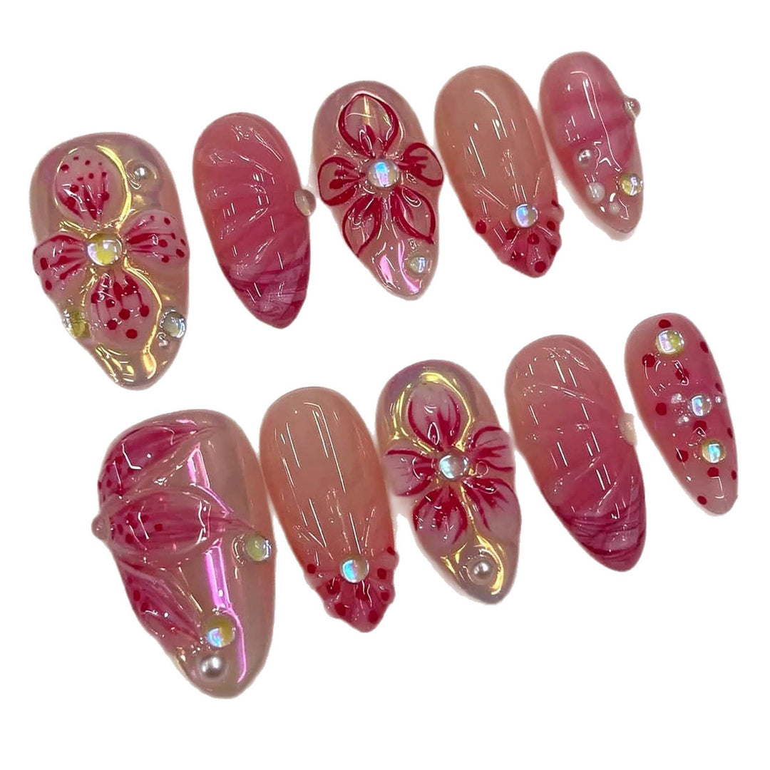 Floral Embellished Press-On Nail Set Bowlift 1787225131