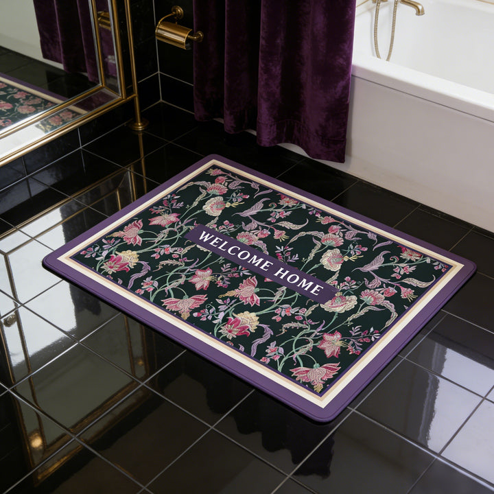 Vintage Floral Pattern Bath Mat Bowlift
