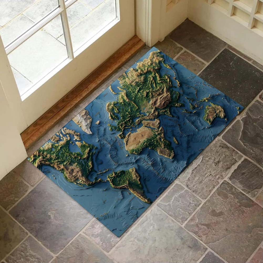 3D Geographical Design Floor Mat Bowlift