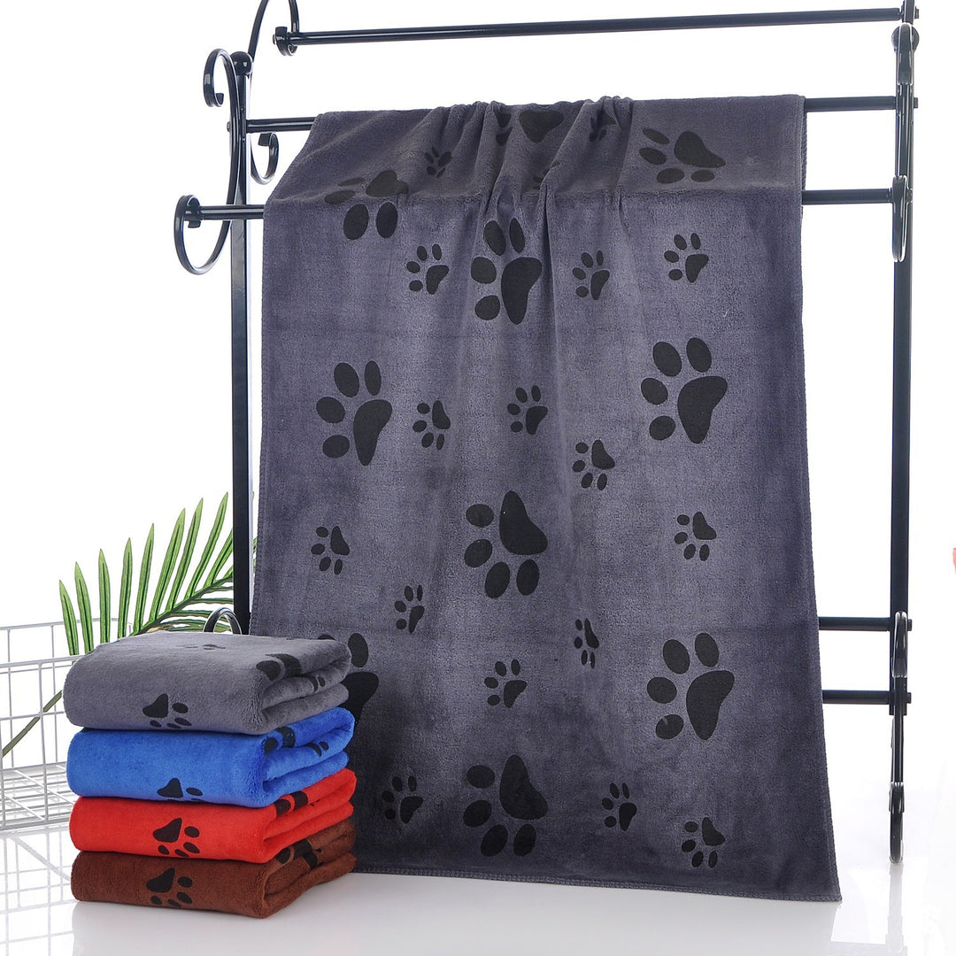 Ultra-absorbent microfiber pet drying towel with embossed paw print design Bowlift