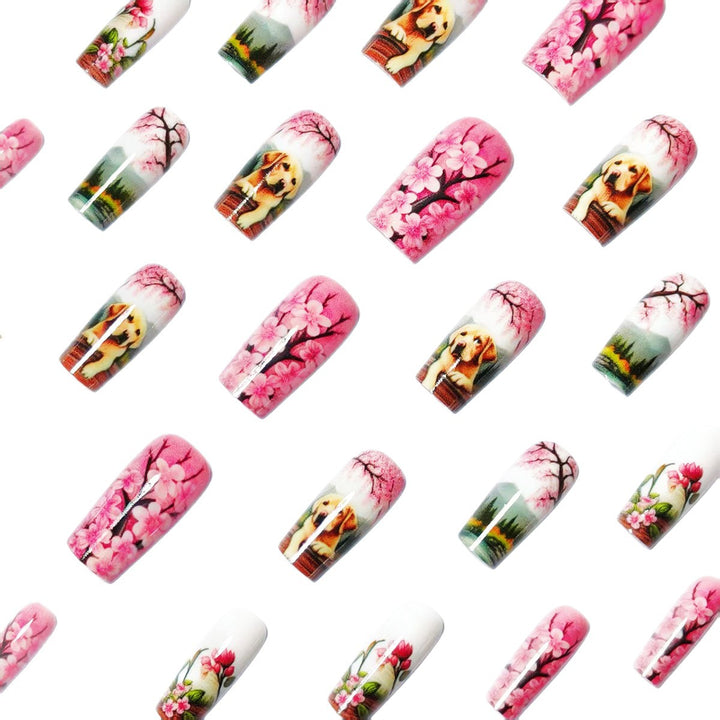 Artificial nails with floral and animal motifs Bowlift